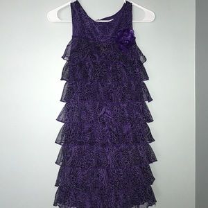 Purple ruffled paisley kids dress